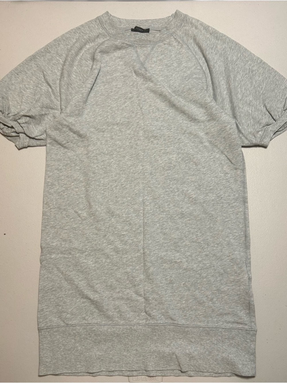 J. Crew Light Gray Puffed Short-Sleeve Crewneck Sweatshirt Dress - NWOT